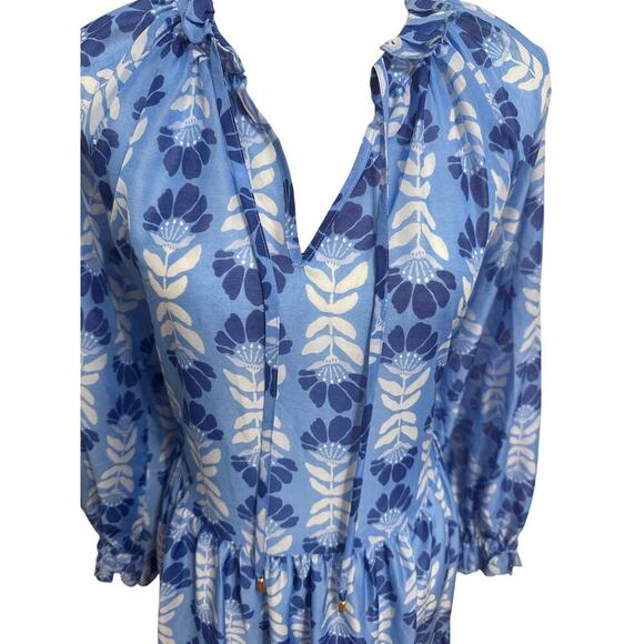 j.marie NWT The Luna Long Sleeve Maxi Dress Blue Size Small - Picture 2 of 7